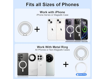 Magnetic Phone Grip Stand with Two-Sided Holder and Kickstand