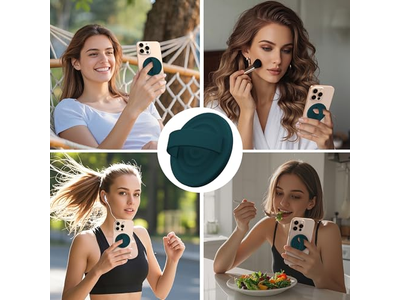 Magnetic Phone Ring Grip Holder Silicone Finger Loop Dark Green