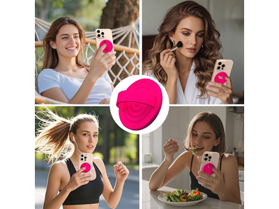 Magnetic Phone Ring Grip Holder Silicone Finger Loop Neon Pink