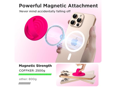 Magnetic Phone Ring Grip Holder Silicone Finger Loop Neon Pink