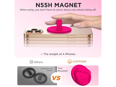 Magnetic Phone Ring Grip Holder Silicone Finger Loop Neon Pink
