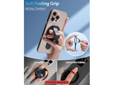 Magnetic Phone Ring Holder for Compatible Smartphones Black