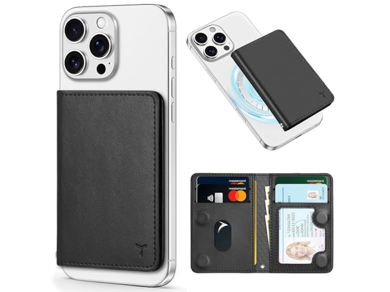 Magnetic Phone Wallet with 6 Card Holders RFID Blocking Black