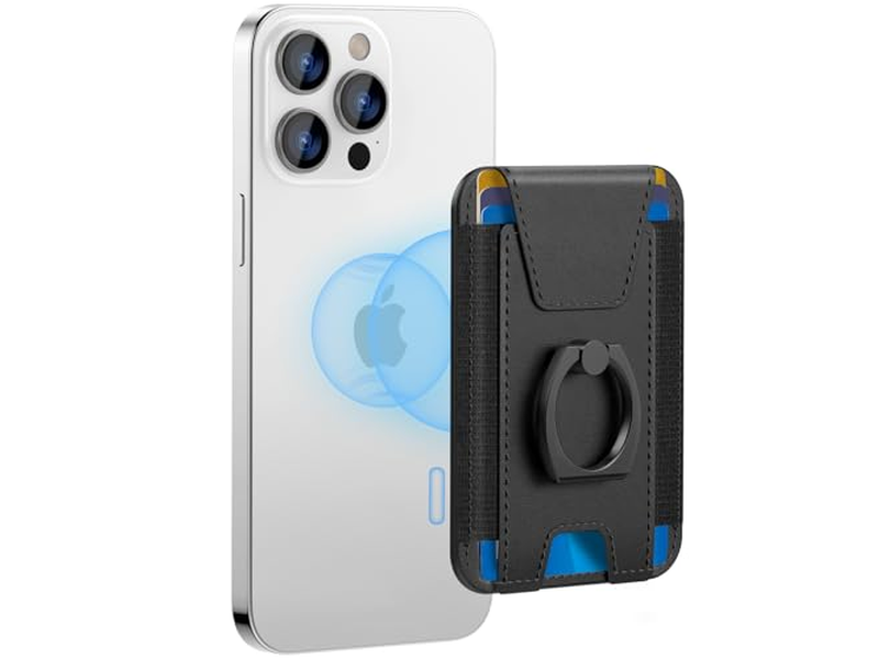 Magnetic Wallet for Phone 6-Card Holder RFID Blocking Black