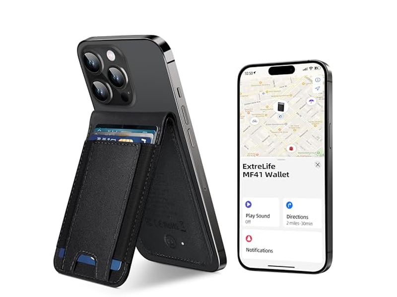 Magnetic Wallet with Find My 8-Card Holder RFID Blocking Black