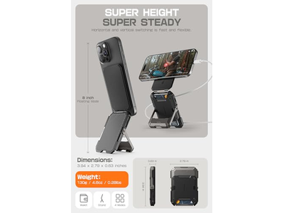 Magnetic Wallet with Stand Holds 5 Cards RFID Blocking Black