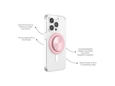 MagSafe Phone Grip with Kickstand and Swappable Top Dusty Rose