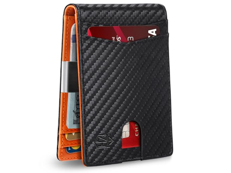 Slim Wallet for Men with 12 Card Slots ID Window and Money Clip