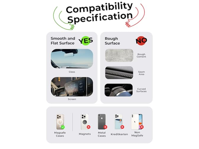 Suction Cup Phone Mount, Vacuum Magnetic Phone Holder