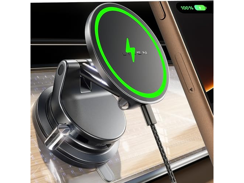 Suction Cup Phone Mount 15W Magsafe Car Mount Charger