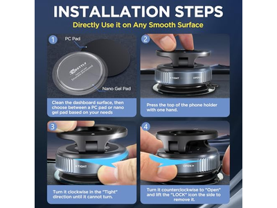 Suction Cup Phone Mount with Washable Nano Gel Pads