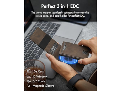 3 in 1 MagSafe Wallet- Slim Bifold Money Clip - Card Holder - Cash Str