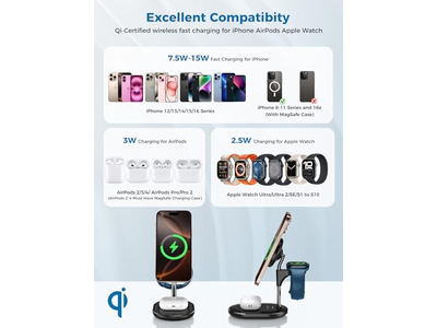 3 in 1 Wireless Charging Station for Apple MagSafe Charger