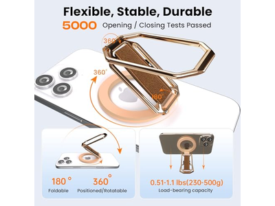 4-in-1 Magnetic Phone Grip Stand with Finger Strap Loop and Kickstand