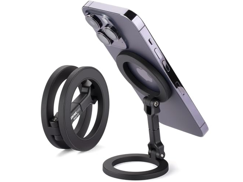 Double Magnetic Ring Phone Holder Quick Attach to Any Iron Surface