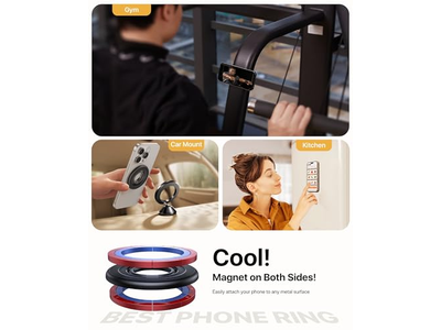 Double-sided Magnetic Phone Grip for MagSafe Strong Ring Holder Blac