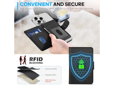 Genuine Leather Magnetic Card Holder with RFID Blocking and 6 Slots
