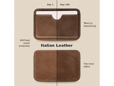 Handcrafted Leather Card Wallet - Slim Magnetic - 2-Card Holder - Coco