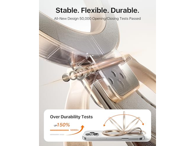 Leather Magnetic Phone Grip with Adjustable Ring Kickstand for MagSafe