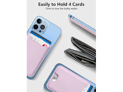 Magnetic Card Holder for iPhone 12-16 Series RFID Blocking Fits 4 Ca