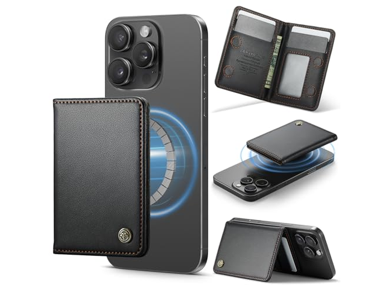 Magnetic Card Holder RFID Blocking PU Leather Minimalist Phone Wallet