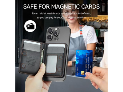 Magnetic Card Holder RFID Blocking PU Leather Minimalist Phone Wallet