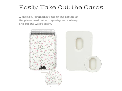 Magnetic Card Holder Wallet Compatible with iPhone Fits 3 Cards Pink