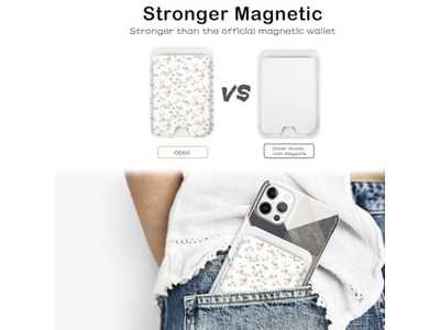 Magnetic Card Holder Wallet Compatible with iPhone Fits 3 Cards Pink