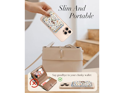 Magnetic Card Holder Wallet with Floral Pattern for iPhone Series