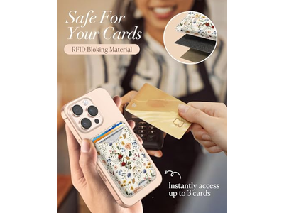 Magnetic Card Holder Wallet with Floral Pattern for iPhone Series