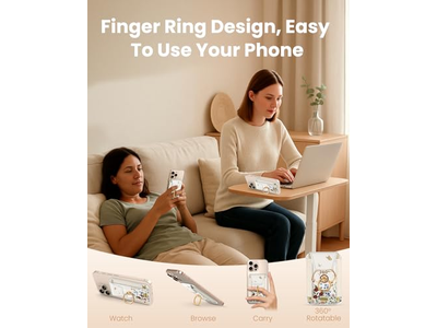 Magnetic Card Holder with Ring Stand for Phone - Fits 7 Cards