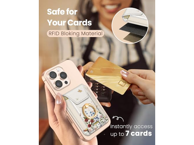 Magnetic Card Holder with Ring Stand for Phone - Fits 7 Cards