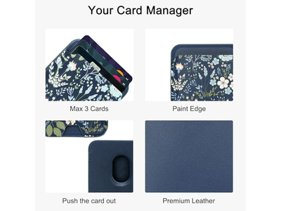 Magnetic Cell Phone Wallet Card Holder-Compatible with MagSafe Leathe