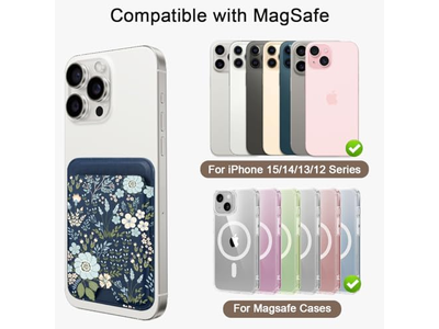 Magnetic Cell Phone Wallet Card Holder-Compatible with MagSafe Leathe