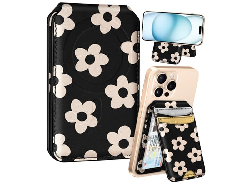 Magnetic Fold Card Holder Wallet for Phones RFID Blocking 4 Cards F