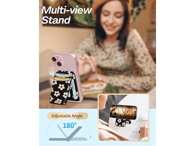 Magnetic Fold Card Holder Wallet for Phones RFID Blocking 4 Cards F