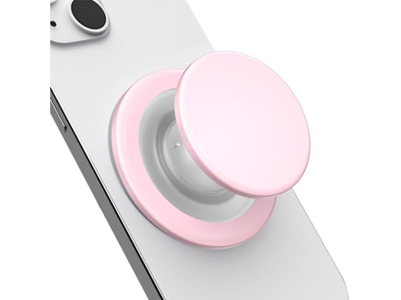 Magnetic Phone Grip Holder with Collapsible Stand Transparent Pink