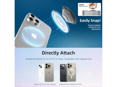 Magnetic Phone Grip Holder with Collapsible Stand Transparent Pink