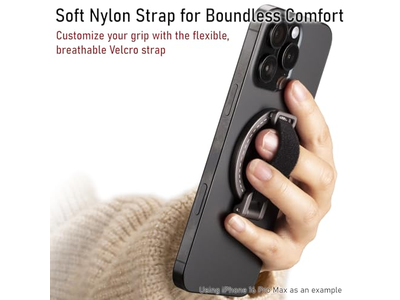 Magnetic Phone Grip Kickstand with Adjustable Strap and Strong Magnets