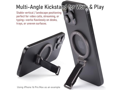 Magnetic Phone Grip Kickstand with Adjustable Strap and Strong Magnets