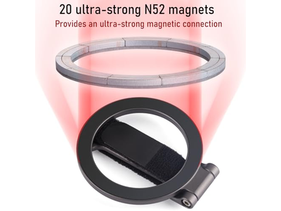 Magnetic Phone Grip Kickstand with Adjustable Strap and Strong Magnets