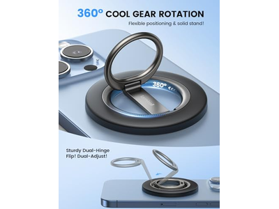Magnetic Phone Grip Stand with 360degree Rotation Ring for MagSafe Accesso