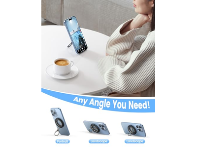 Magnetic Phone Grip Stand with 360degree Rotation Ring for MagSafe Accesso
