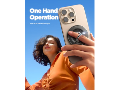 Magnetic Phone Grip Stand with 360degree Rotation Ring for MagSafe Devices