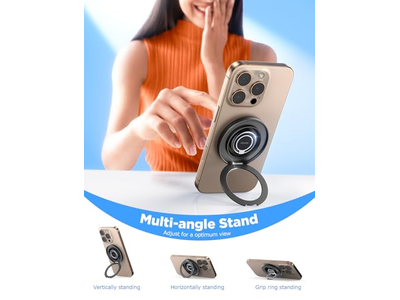 Magnetic Phone Grip Stand with 360degree Rotation Ring for MagSafe Devices