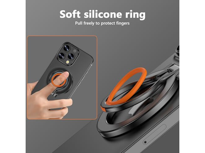 Magnetic Phone Grip Stand with Adjustable Kickstand and Finger Strap