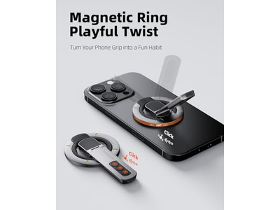 Magnetic Phone Grip Stand with Finger Ring Holder and Fidget Design