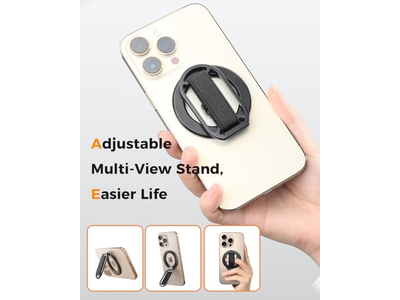 Magnetic Phone Grip with Adjustable Finger Ring Kickstand for MagSafe