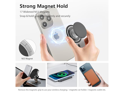 Magnetic Phone Grip with Expandable Kickstand Compatible with MagSafe