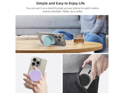 Magnetic Phone Grip with Expandable Kickstand Compatible with MagSafe